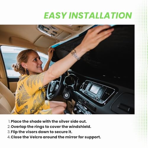Windshield Sun Shade Compatible for Tesla Model 3/Y | Certified 99.87% UVB & 99.02% UVA Car Sun Shade. Award Winning Sunshade - Patented Technology | Car Shades by Kinder Fluff - size: Model 3/Y