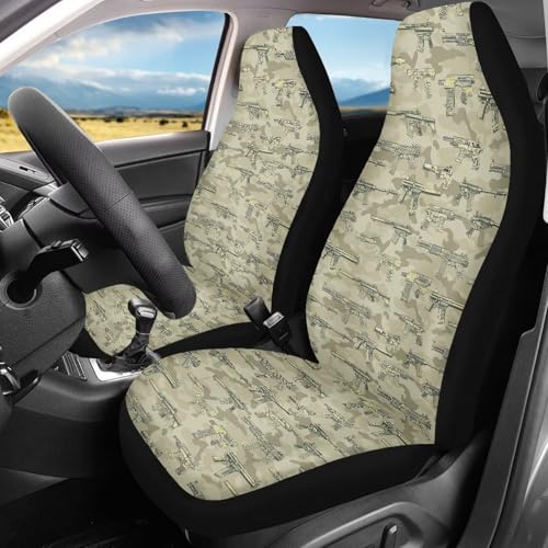 Camo Gun Pattern Car Front Seat Cover Car Interior Accessories Soft Automotive Seat Cover for Men Universal Car Seat Cover for SUV Sedans Van Easy to Install - color: Camo Gun Pattern