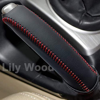 Loncky Black Genuine Leather Handbrake Cover for Honda Civic Old Civic Si 2006 2007 2008 2009 2010 2011 Accessories