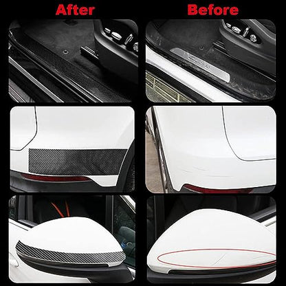 Automotive Car Door Edge Entry Guards Door Sill Protector Strip 5D Carbon Fiber Vinyl Wrap Film Paint Threshold Scuff Plate Protectors Anti-Collision for Most Vehicles (Black, 1.2in*33FT) - size: 1.2in*33FT