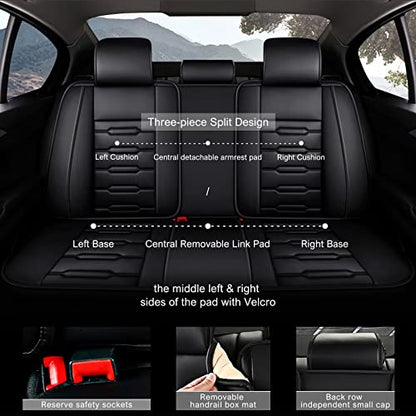 AOMSAZTO Car Seat Covers Fit for Honda Ridgeline 2006-2025: Seat Covers Full Set Leather Seat Covers Compatible Airbag (Black) - color: #016 Black, size: 2006-2014&2024-2025-5 seat covers full set