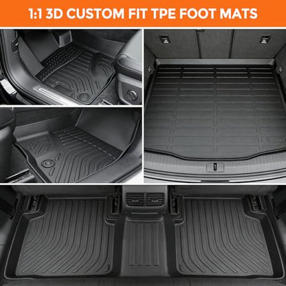 Floor Mats for Ford Escape 2020-2026 (Not for Hybrid), Custom Fit Heavy Duty TPE All Weather Protection, Waterproof Non-Slip Black Car Liners for Front & Rear (Two-Row Floor Mats & Cargo Liner) - style: 06) For Ford Escape Fuel | 2020-2026 | 1st & 2nd Flo