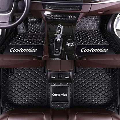 Custom Fit Car Floor Mats - Full Coverage Automotive Leather Floor Liners for Most Vehicles by MingyunSM (Black White) - color: Black White