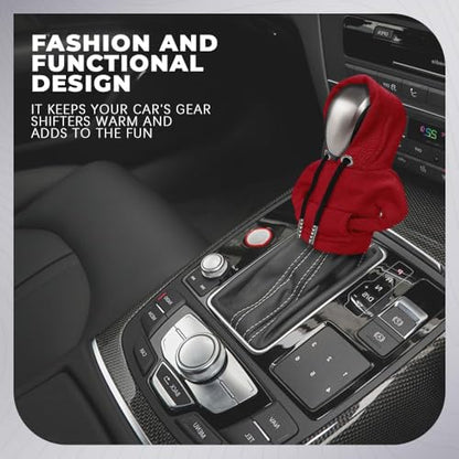 Gear Shift Hoodie, Gear Shift Cover, Fashionable Hoodie Automotive Gear Shift Knob Protector, Car Accessories Mini Sweater Gear Shift Knob Cover for Car Gear Shift Levers (Red-2PCS) - color: Red-2PCS