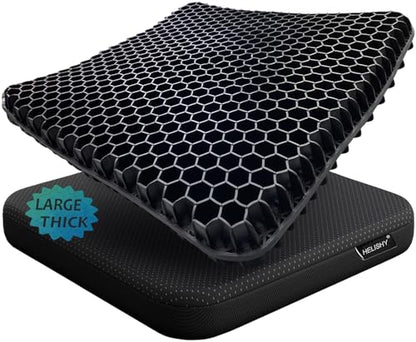Gel Wheelchair Seat Cushion for Long Sitting, Extra Large & Thick Seat Cushion with Non-Slip Cover - Coccyx, Sciatica & Back Pain Relief - Wheelchair Cushions - Office Chair Car Seat Cushion - color: Black, size: Extra Large - 17x17x1.7inch
