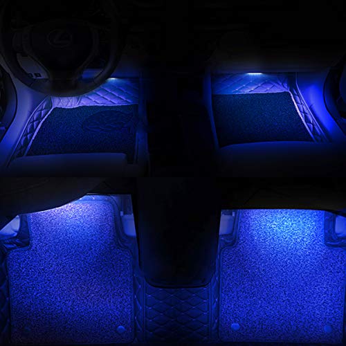 Car LED Strip Light, EJ's SUPER CAR 4pcs 48 LED Car Interior Lights Under Dash Lighting Waterproof Kit,Atmosphere Neon Lights Strip for Car,DC 12V(Blue) - color: Blue(48LED Beads)