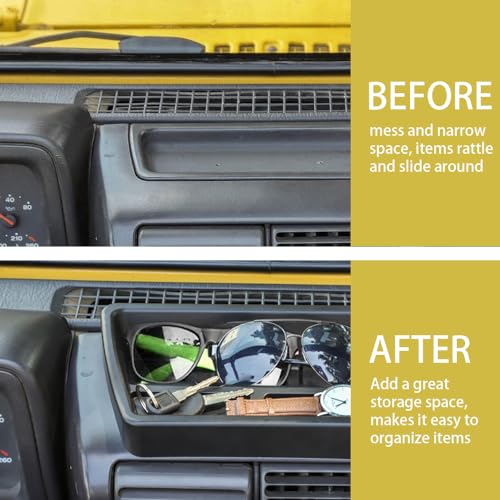 Center Console Dash Storage Tray for 1997 1998 1999 2000 2001 2002 2003 2004 2005 2006 Jeep Wrangler TJ Dashboard Organizer Box Container Interior Accessories
