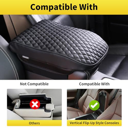 WEIHAO Large Car Arm Rest Cover Pad, 13.8x10.7x2.2 inch Oversize Car Armrest Cushion, Wide Memory Foam Leather Car Center Console Cushion Pad (Black-1PC) - color: Black (Large 13.8x10.7x2.2 inch)