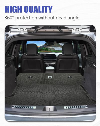 Cargo Liners Backrest Mat for Cadillac XT4 Accessories 2019-2025 with Hook&Loop Rear Trunk Mat Rear Seat Back Cover Protector All Weather Anti-Slip Split Dog Liner 3 PCS
