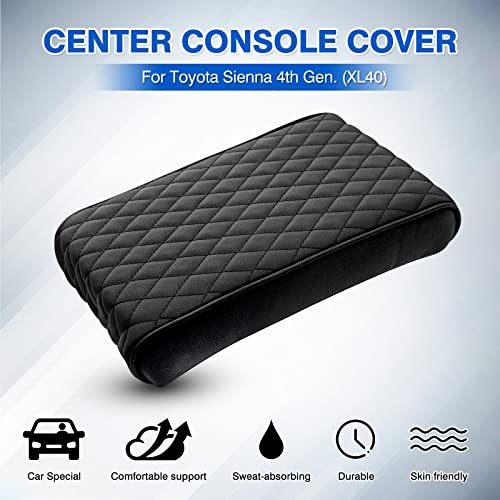 Autorder Center Console Cover for Toyota Sienna 2021-2025 2026 Accessories Memory Foam Armrest Cushion with Anti-Scratch Leather Protector Covers Black - size: 21-26 Sienna