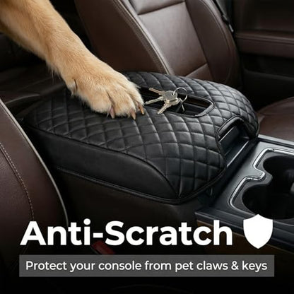 Center Console Cover for 2014-2018 Chevy Silverado/GMC Sierra 1500 2500 3500 and 2015-2019 Tahoe/Yukon/Suburban, Middle Console Armrest Leather Protective Cover (for Bucket Seat Consoles Only)