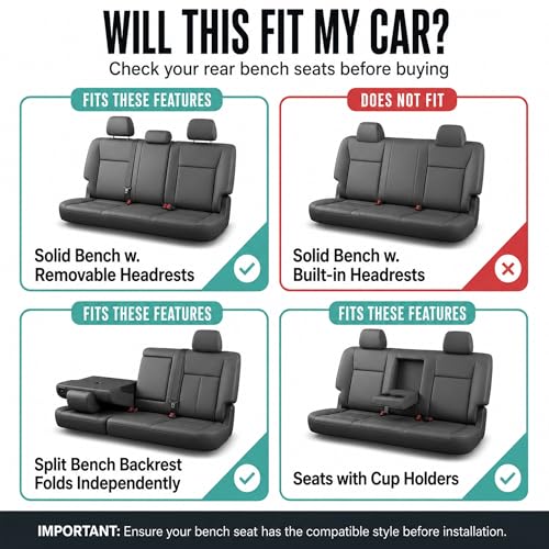 FH Group Rear Set Travel Master Car Seat Covers - Universal Fit, Split Bench Rear Seat, Washable, for SUV, Sedan, Gray - color: Gray, style: Rear Set