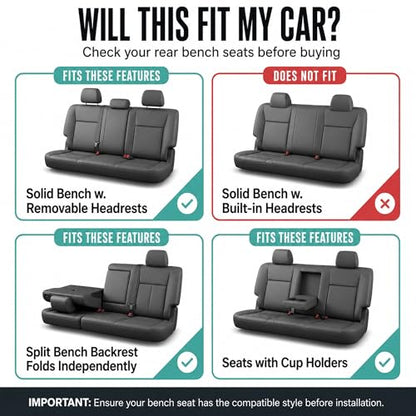 FH Group Rear Set Travel Master Car Seat Covers - Universal Fit, Split Bench Rear Seat, Washable, for SUV, Sedan, Gray - color: Gray, style: Rear Set