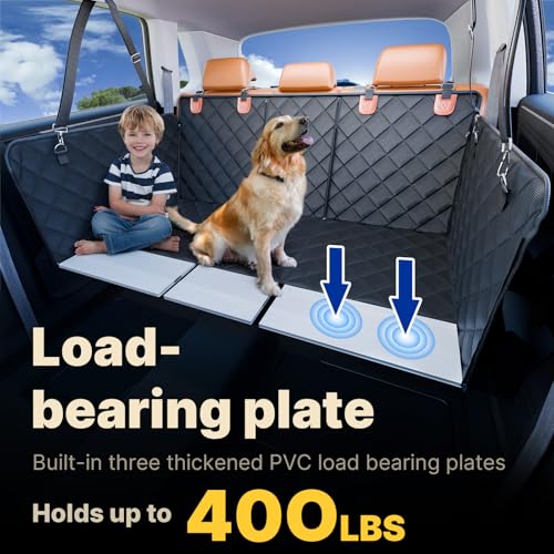 Convertible Back Seat Extender for Dogs, Foldable 400lb Hard Bottom Dog Car Seat Cover for Back Seat, Waterproof Dog Hammock Bed Backseat Cover for Dogs in Car SUV Truck Pet Seat Cover Black XL - size: XL