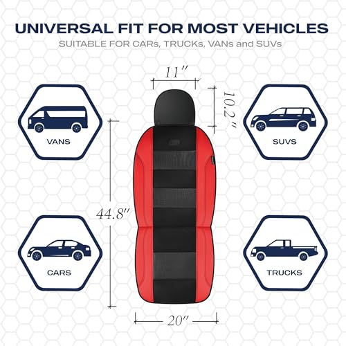 Skechers Seat Covers, Air-Cooled Memory Foam Car Seat Covers Front Seats, Airbag Compatible,Universal Fit for Most Cars, SUVs, Vans and Trucks,Red - color: Black/Red, size: Two Front