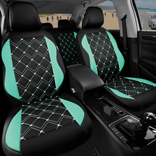 Road Comforts Seat Covers, Premium Leather Car Seat Covers Full Set for Women Girls,Airbag Compatible, Automotive Seat Covers Universal Fit Most Cars,Vans,Truck,SUV - color: Mint Full Set