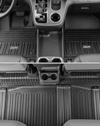 3W Floor Mats & Cargo Liner Fit Toyota Sienna 2024-2026 (Only for Platinum Version with Refrigerator) TPE Custom Fit Floor Liner and Trunk Mat for Sienna 7 Seat (w/o Spare tire) - style: 1. Sienna 7 S Refrigerator|24-26|Full Set