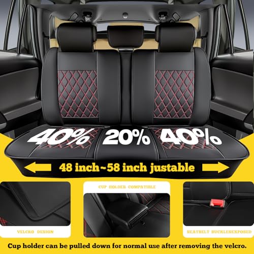 LINGVIDO Car Seat Covers Full Set (5 Seats) - Premium Perforated Nappa Leather, Waterproof Shield, Omni-Adapt Fit SUVs Sedans, Ultimate Family & Pet Protection - color: Black & Red Line, size: Full Set (5 Seats)