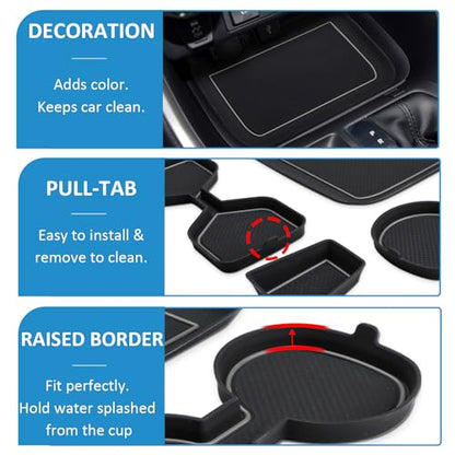 Auovo 3D Cup Holder Insert Liners Compatible with Toyota RAV4 Accessories 2025 2024 2023 2022 2021 2020 2019 Car Custom Cup Holder Mats Pads 4-pc Set (Gray Trim) - color: Gray, size: 4PCS