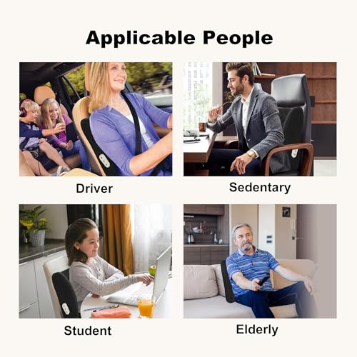 CILI Lumbar Support Pillow for Office Chair, Heated Back Support Pillow with Vibration, Back Massager for Chair, Back Rest Cushion Pillow for Desk Chair Sofa, Gifts for Mom Dad Women Men