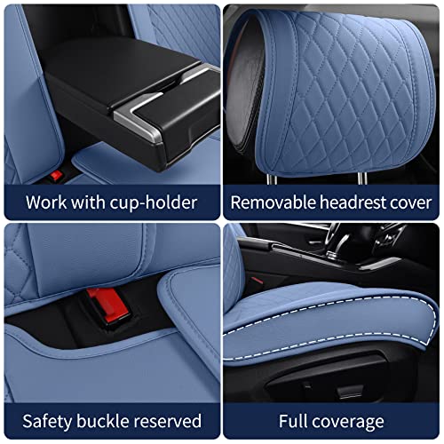 Diamond Bling Seat Covers for Women Waterproof Leather Universal for Nissan Altima Rogue Murano Xterra Frontier Honda Civic Toyota Camry Kia Soul Chevy Malibu Lexus(Full Set, Blue) - color: Full Set/Blue-Sparkly
