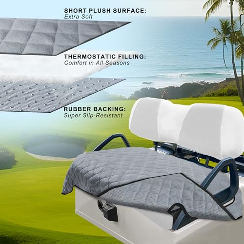 Golf Cart Seat Covers, Thickened Short Plush Seat Towel Blanket with Non-Slip Backing, Soft & Heavy Duty, Fits Most 2 & 4 Passenger EZGO Yamaha Club Car, 51"x30.5", Light Gray - color: Light Gray