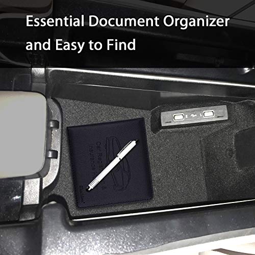 Car Insurance and Registration Holder, 5.5 x 5 Inch PU Leather Vehicle Glove Box Organizer Wallet Case for Insurance Card, Driver License, Paperwork - Black - color: Black