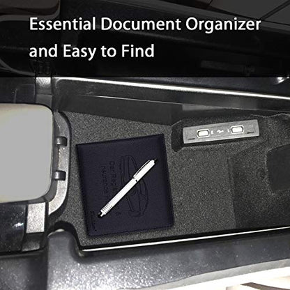 Car Insurance and Registration Holder, 5.5 x 5 Inch PU Leather Vehicle Glove Box Organizer Wallet Case for Insurance Card, Driver License, Paperwork - Black - color: Black