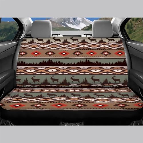 WELLFLYHOM Native Deer Car Seat Covers Rear Bench Seat Cover Aztec Tribal Car Accessories Universal Rear Seats Protective Cover for Trucks SUV - color: Aztec Native Deer