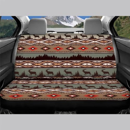 WELLFLYHOM Native Deer Car Seat Covers Rear Bench Seat Cover Aztec Tribal Car Accessories Universal Rear Seats Protective Cover for Trucks SUV - color: Aztec Native Deer