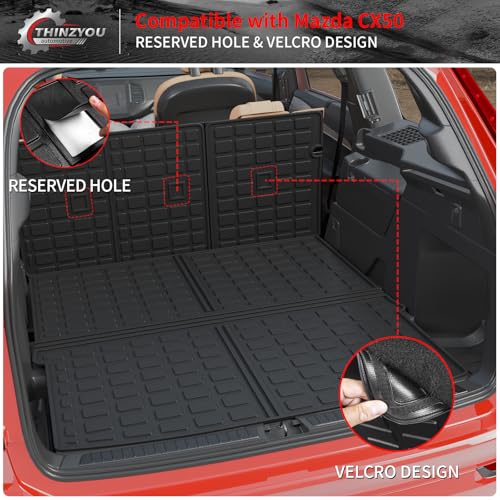 Cargo Mat Compatible with 2023 2024 2025 2026 Mazda CX50 Trunk Mat Trunk Liner Cargo Liner TPE All Weather Back Seat Cover Protector 2024 CX-50 Accessories (Trunk Mat+Backrest Mats) - style: For Mazda CX-50 | 2023-2026