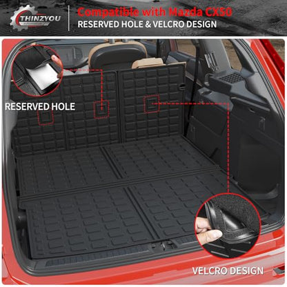 Cargo Mat Compatible with 2023 2024 2025 2026 Mazda CX50 Trunk Mat Trunk Liner Cargo Liner TPE All Weather Back Seat Cover Protector 2024 CX-50 Accessories (Trunk Mat+Backrest Mats) - style: For Mazda CX-50 | 2023-2026