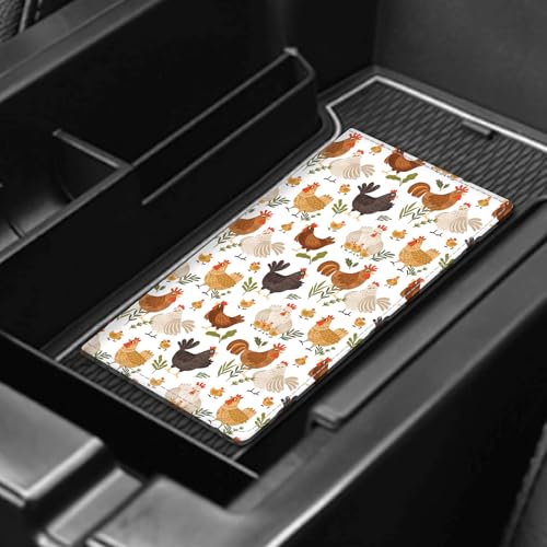 Leather Car Registration and Insurance Card Holder, Cute Car Accessories Vehicle Glove Box Car Organizer for Documents, Cards, License Boho Cute Chicken - color: Boho Cute Chicken