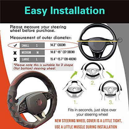 PINCTROT D Shaped 14 Inch Small Sized Steering Wheel Cover Great Grip with 3D Honeycomb Anti-Slip Design, Flat Bottom 14 Inch (Wine Red) - color: 6.D-shaped,Wine Red, size: Small Size[14''-14 1/4'']
