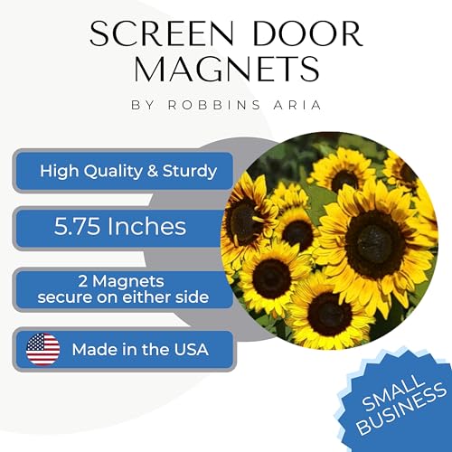 Screen Door Magnets Double Sided – Keep People, Kids, and Dogs from Running into a Screen Door. Saver - Robbins Aria Beautiful Sunflowers - color: Beautiful Sunflowers