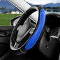 Blue Film Splicing Leather Steering Wheel Cover, Microfiber Leather, Anti-Slip, Breathable, Universal Fit for 14.5–15 in Steering Wheel Cover for Men Women - color: Film-Grained - Blue
