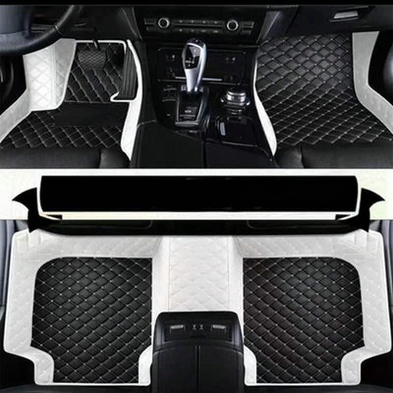 MELKEN Custom Fit Leather Car Floor Mats for 95% of Cars Full Coverage Floor Liners Car Mats (Black & White) - color: Black & White