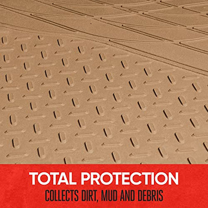 Motor Trend FlexTough Beige SUV Cargo Liner & Car Trunk Mat - Universal Trim-to-Fit All Weather Cargo Mats for Back of SUV - SUV Trunk Mat & Trunk Liner Floor Mat Cargo Cover - Trunk Cover - color: Beige