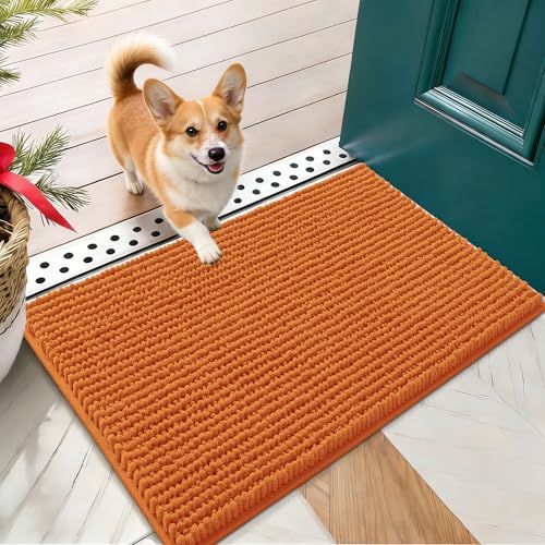 OLANLY Dog Door Mat for Muddy Paws 24x16, Ultra Absorbent Chenille Mud Doormat, Non-Slip Washable and Dirt Trapping Doormat for Indoor Entryway, Quick-Dry Indoor Pet Bed Mats for Dogs, Clay - color: Clay, size: 24" X 16"