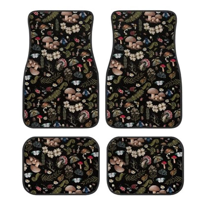 Mushroom Flower Universal Car Front Rear Floor Foot Mats Anti-Slip Car Mat Full Set of 4 Pieces Carpet All Weather Protection Fit for SUV,Vans,sedans, Trucks - color: Mushroom Flower Forest