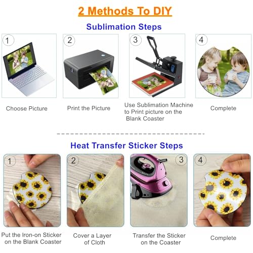 60PCS Sublimation Coasters Blanks, Round Car Coasters Sublimation Blanks Set, Car Coaster Packaging with Display Cards Bags, 2.75 Inch Blank Cup Mat for Sublimation Transfer Heat Press DIY Crafts