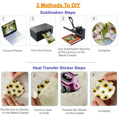 60PCS Sublimation Coasters Blanks, Round Car Coasters Sublimation Blanks Set, Car Coaster Packaging with Display Cards Bags, 2.75 Inch Blank Cup Mat for Sublimation Transfer Heat Press DIY Crafts