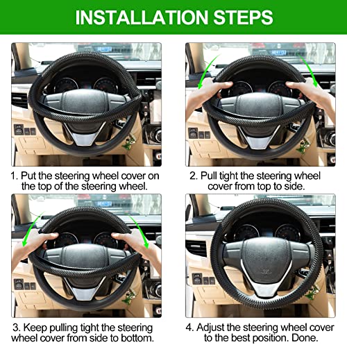 Steering Wheel Cover Black - Massage Grip Silicone Steering Wheel Covers Anti-Slip Universal Car Steering Wheel Cover for Men Women Driving Fatigue Relieving Fits 14-15 Inch