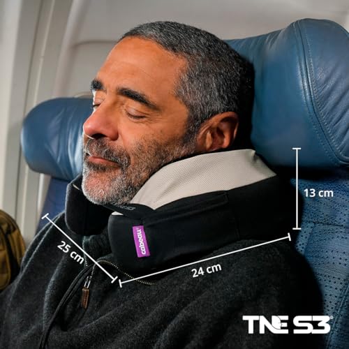 Cabeau Travel Neck Pillows for Airplanes The Neck's Evolution, TNE S3 Supportive Memory Foam Design for Long Haul Flights Attachable Seat Straps and 360 Support (Cairo Tan)