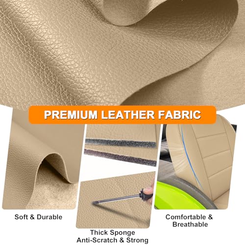Low Back Seat Covers Compatible with 1965-1979 Jeep CJ5, 1976-1980 Jeep CJ7, Front Bucket Driver & Passenger Seat (Tan) - color: tan