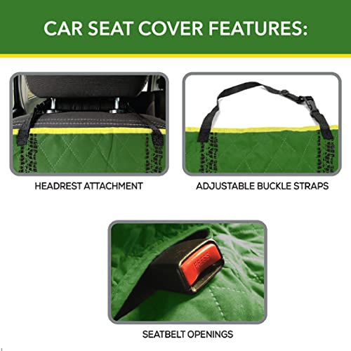 JOHN DEERE PET CAR SEAT COVER for DOGS & CATS. Licensed SEAT PROTECTOR for Construction, Tractors, John Deere Fans! Drive your PET in-style with the Pets First CARSEAT VEHICLE PROTECTOR