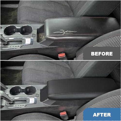 DEYTOP Center Console Cover for Chevy Equinox 2010-2017 Accessories Armrest Cover for GMC Terrain 2010-2017 Accessories Armrest Pad (Black with Black Stitches)