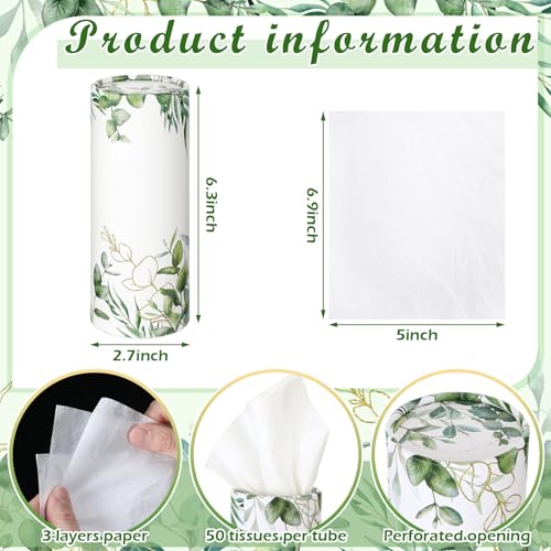 12 Pack Car Tissue Cylinder Holder Bulk with 3 Ply Facial Tissues, Round Napkin Holders for Car Cup Holder Cylinder Travel Paper Tubes Bulk Round Napkin Boxes Packs(Eucalyptus) - style: Eucalyptus