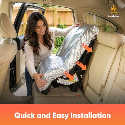 EcoNour Baby Car Seat Sun Shade Cover | Infant Carseat Heat Protector Keeps Toddler Seat at a Cool Temperature | Reflective car seat Sunshade Blocks Out Heat | Baby Travel Accessories - color: Silver