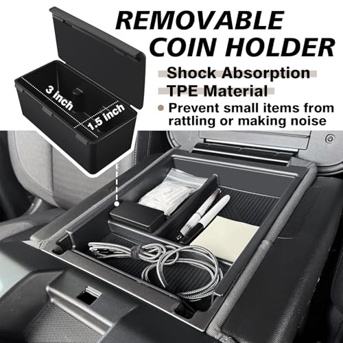 Muslogy Center Console Organizer Compatible with 2020-2025 2026 Chevy Silverado/GMC Sierra 1500 2500HD 3500HD Accessories Storage Insert Box Console Armrest Divider(Jump Seat ONLY) - Upper Organizer